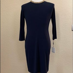 Twilight (navy blue) dress with accessory built in (gold chain neck)